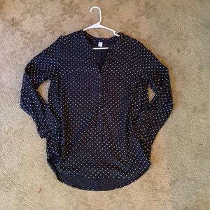 (Bin 7)  Old navy polka dot, button up, loose blouse-L